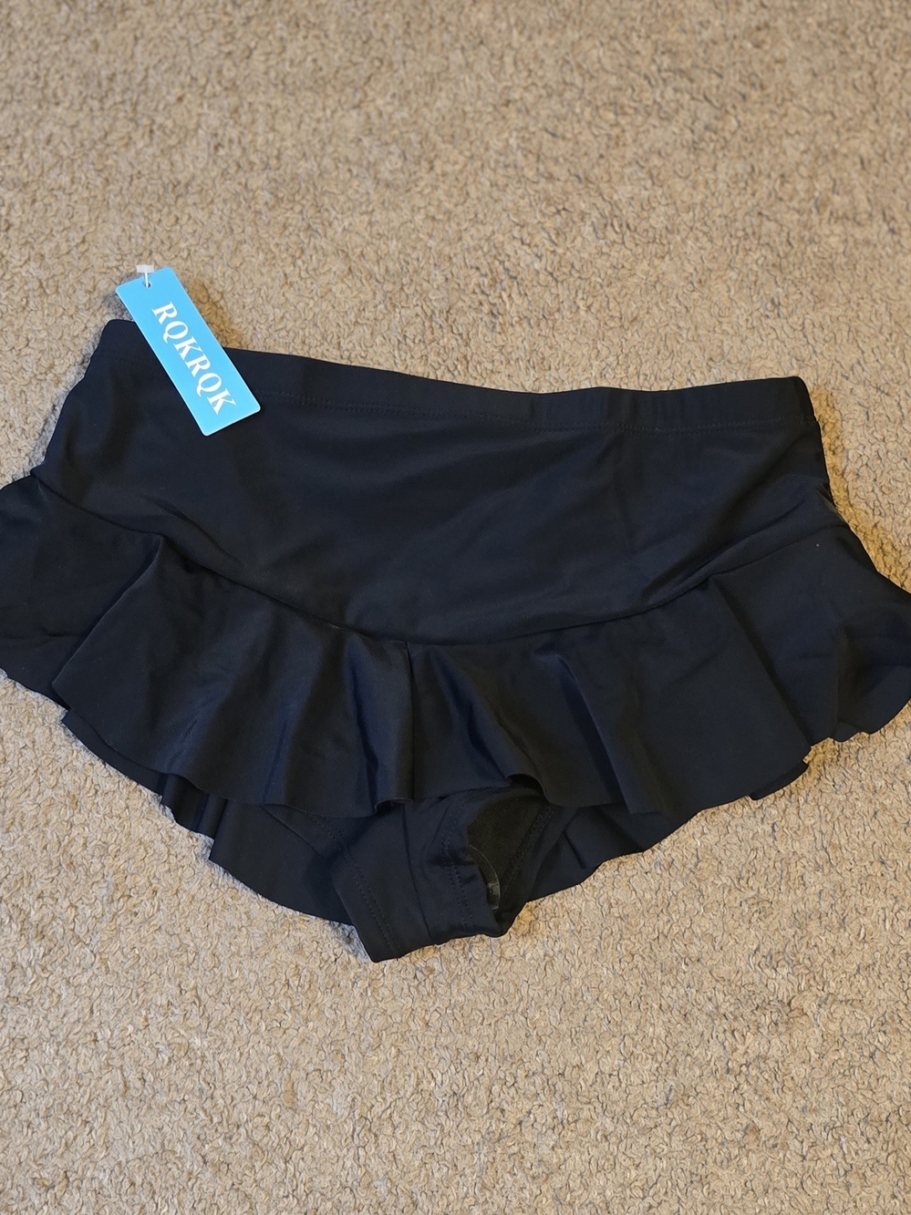 Black Ruffle Swim Skort for Women